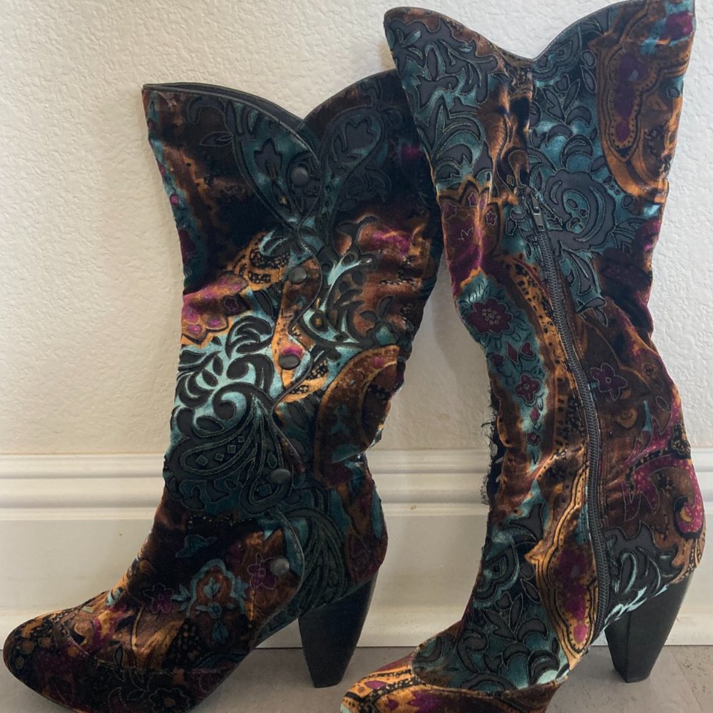 Bjorn Velvet Paisley Fashion Tall Boot - Picture 2 of 5